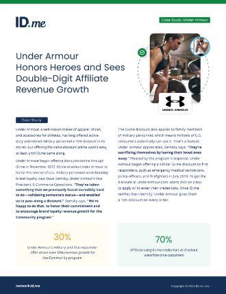 Id.me under armour - Step 1: Click here to visit the Under Armour website. Step 2: Start shopping. Once you are done, click the "Proceed to Checkout" button. Step 3: Once you are in checkout, click on the "Verify with ID.me" button. …